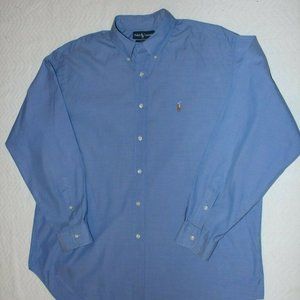 RALPH LAUREN Yarmouth Cotton Shirt Blue 17.5 - 35